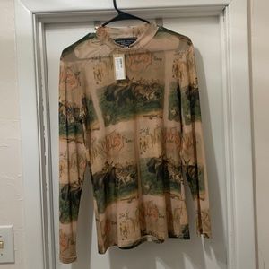 Double D Ranch mock neck sheer tee